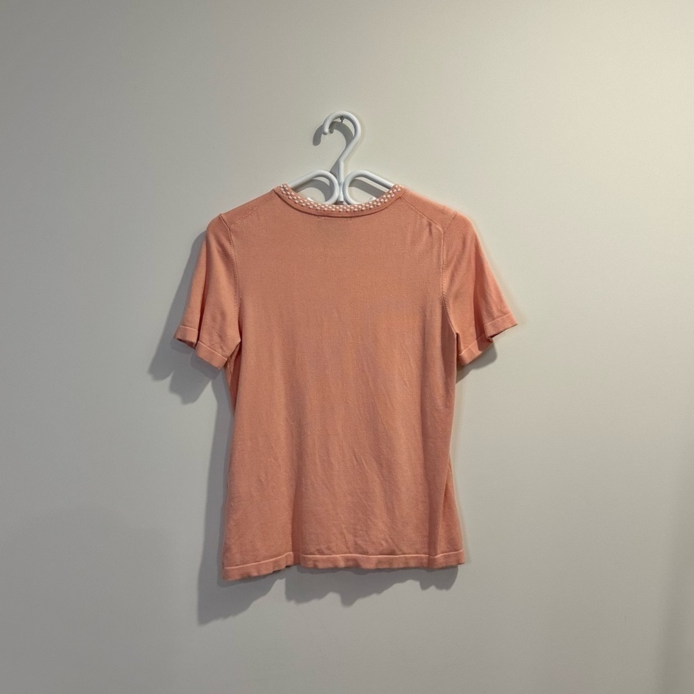 Karl Lagerfield Paris | womens small light coral/pink short sleeves sweater - Picture 4 of 7